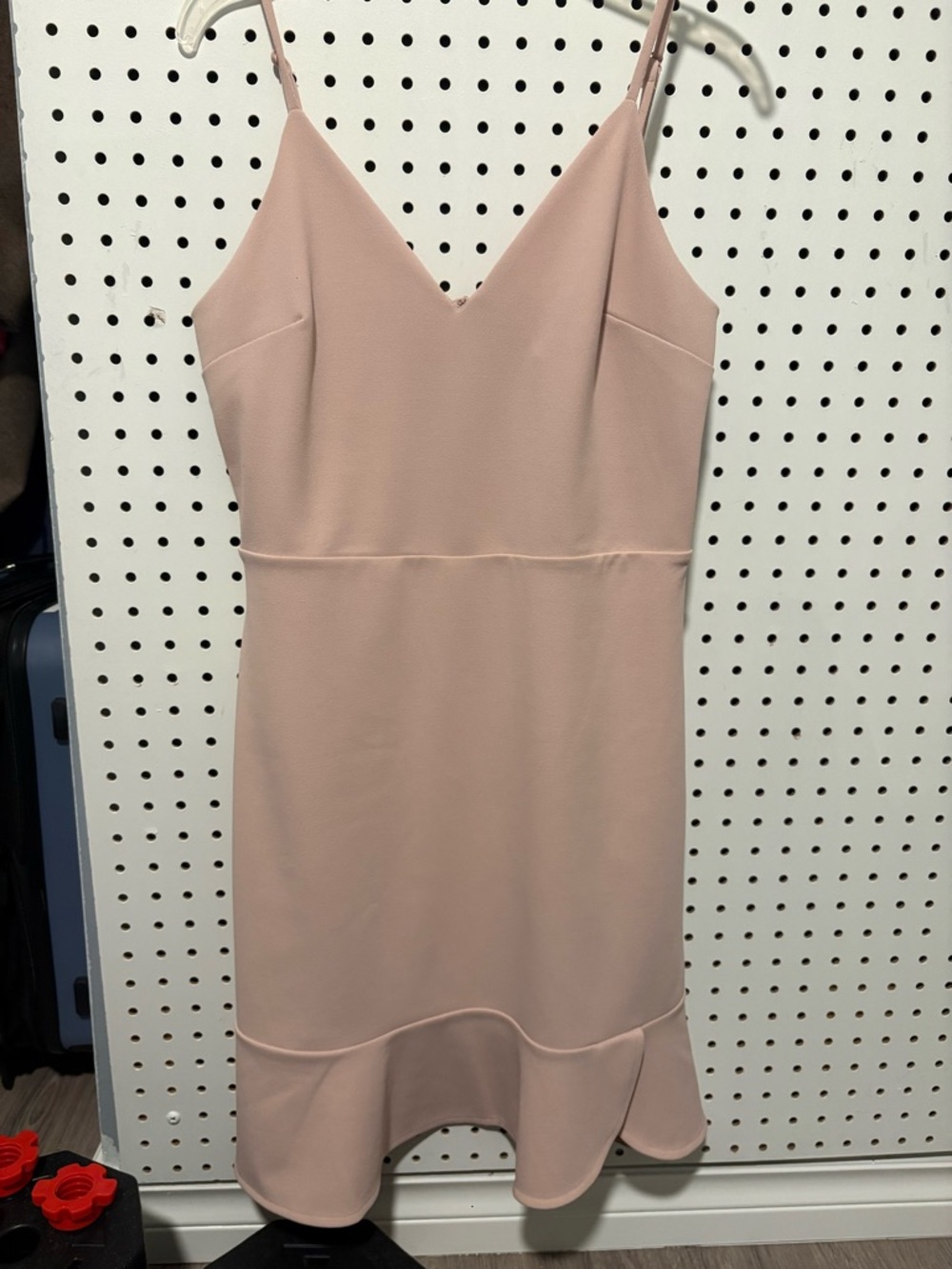 Sleeveless V-Neck Pink Scuba Dress with Flounce Hem